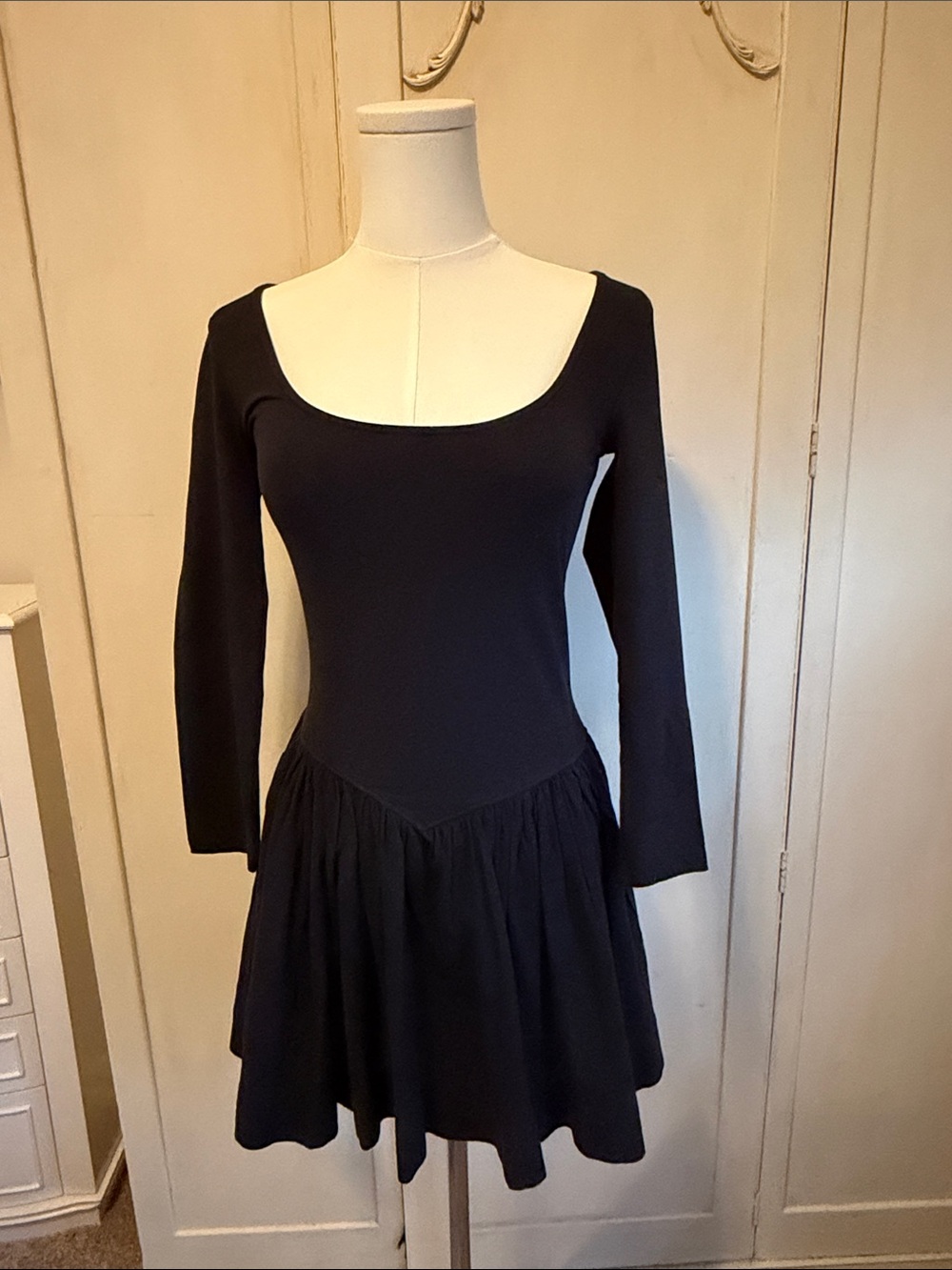 Free People Black Long-Sleeve Scoop Dress